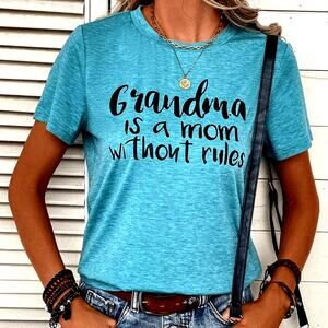 Emery Rose "Grandma is a Mom Without Rules" Graphic Tee Blue Size XL(12)